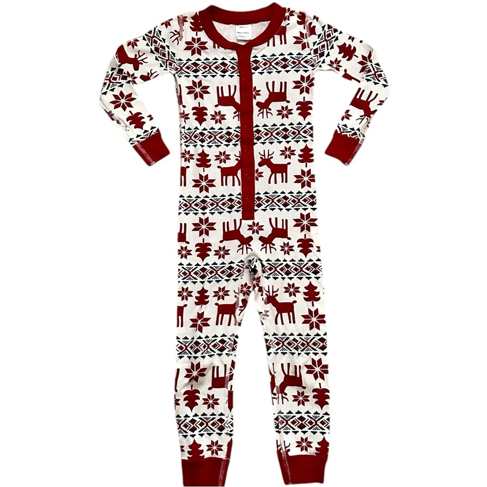 Hanna Andersson Red and White Reindeer Fair Isle Kids Pajamas